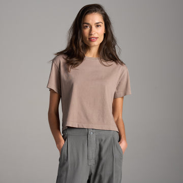 Womens Reagan Short Sleeve Boyfriend Tee WKTP0004 Fanshell Grey