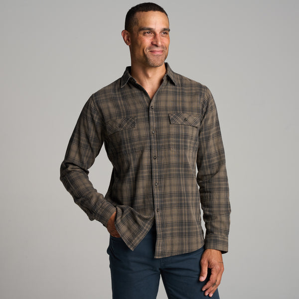 Mens Redding Long Sleeve Plaid Shirt MWTP0006 Faded Hickory Plaid