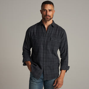 Mens Redding Long Sleeve Plaid Shirt MWTP0006 Midnight Plaid