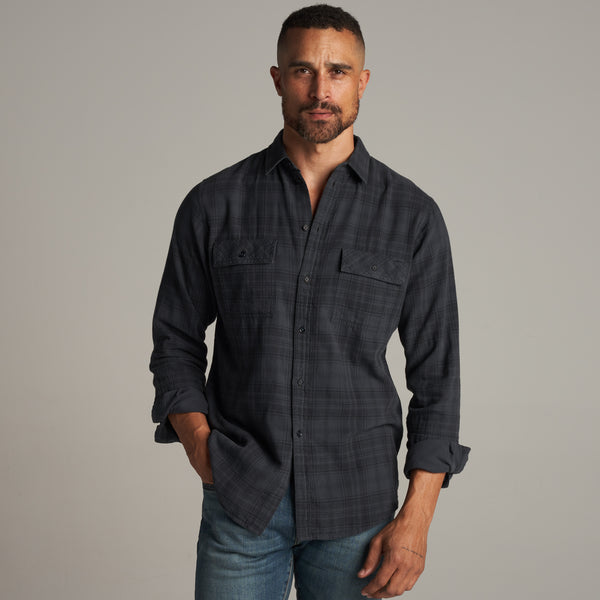 Mens Redding Long Sleeve Plaid Shirt MWTP0006 Midnight Plaid