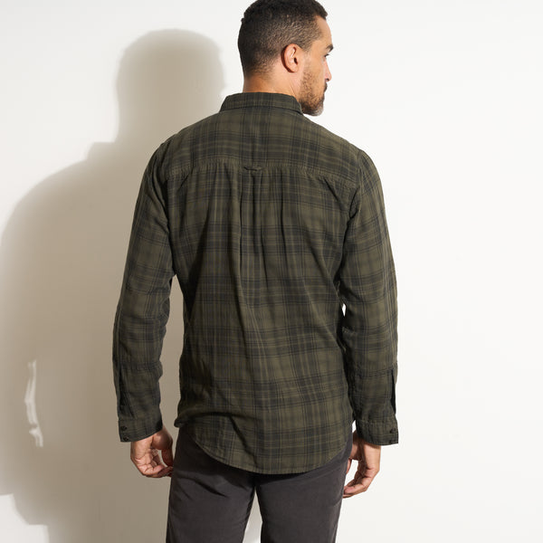 Mens Redding Long Sleeve Plaid Shirt MWTP0006 Olive Plaid