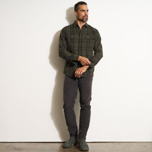 Mens Redding Long Sleeve Plaid Shirt MWTP0006 Olive Plaid