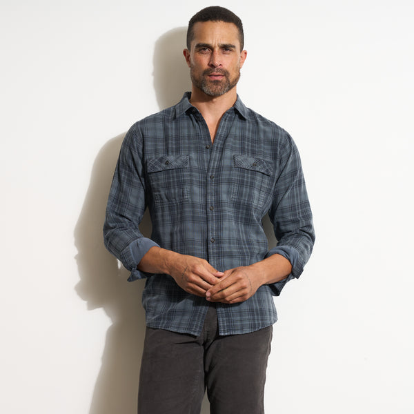 Mens Redding Long Sleeve Plaid Shirt MWTP0006 Slate Plaid