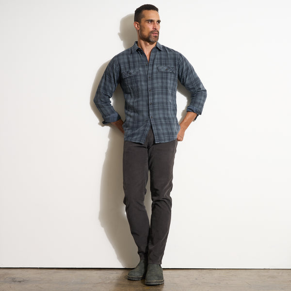 Mens Redding Long Sleeve Plaid Shirt MWTP0006 Slate Plaid