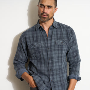 Mens Redding Long Sleeve Plaid Shirt MWTP0006 Slate Plaid