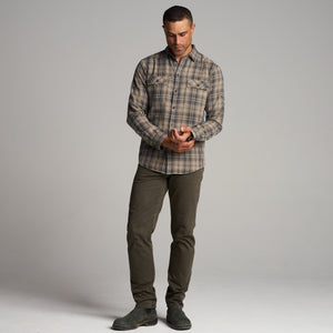 Mens Redding Long Sleeve Plaid Shirt MWTP0006 Stone Plaid