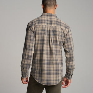 Mens Redding Long Sleeve Plaid Shirt MWTP0006 Stone Plaid