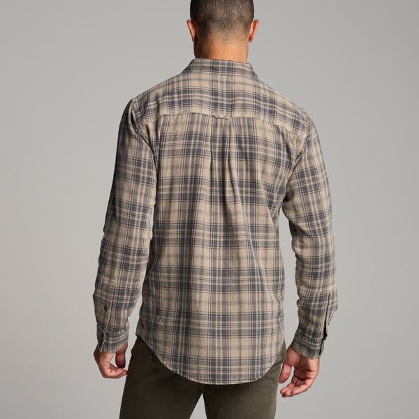 Mens Redding Long Sleeve Plaid Shirt MWTP0006 Stone Plaid