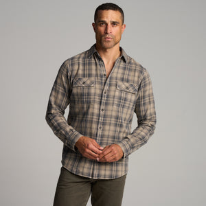 Mens Redding Long Sleeve Plaid Shirt MWTP0006 Stone Plaid