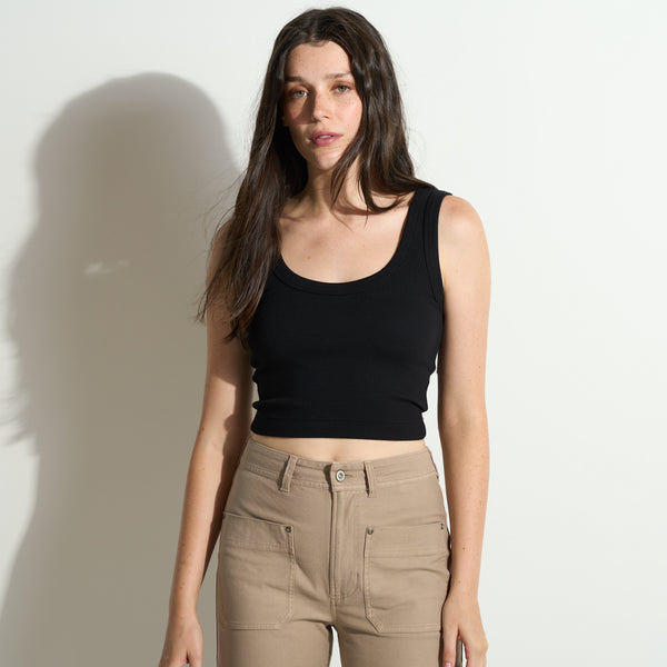 Womens Reese Contour Crop Tank WKTP0019 Black