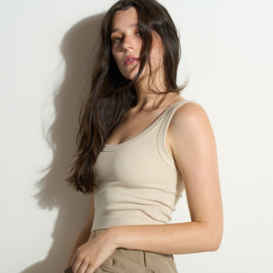 Womens Reese Contour Crop Tank WKTP0019 Bone
