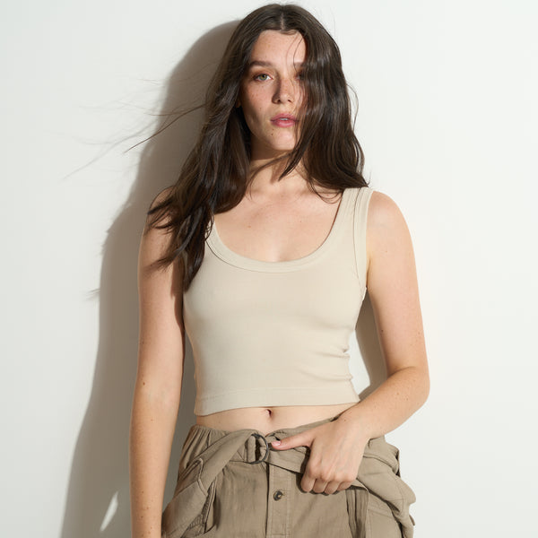 Womens Reese Contour Crop Tank WKTP0019 Bone