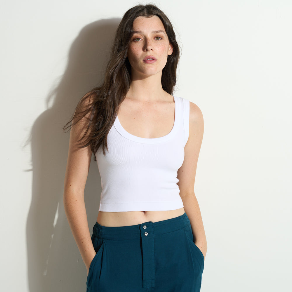 Womens Reese Contour Crop Tank WKTP0019 White