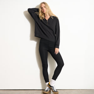 Womens Josephine Quarter Zip Pullover Hoodie WKLT0004 Washed Black