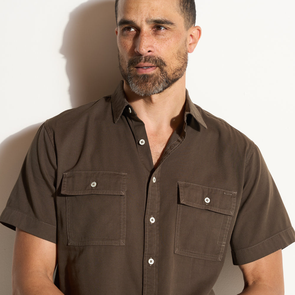 Mens Riley Heritage Twill Short Sleeve Shirt MWTP0004 Hickory