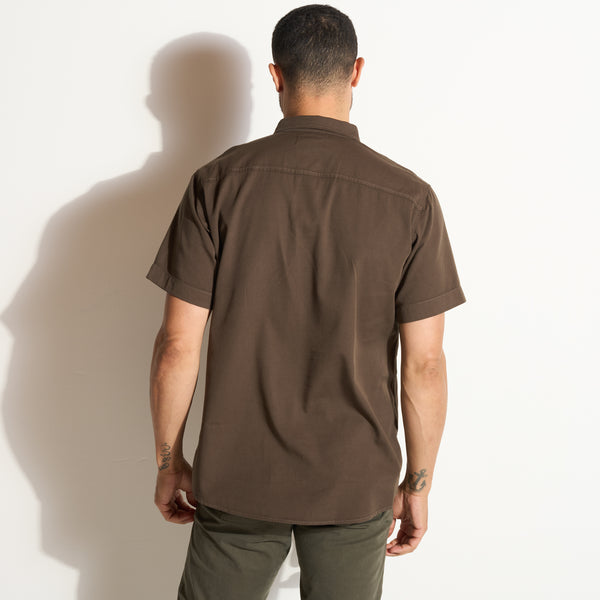 Mens Riley Heritage Twill Short Sleeve Shirt MWTP0004 Hickory