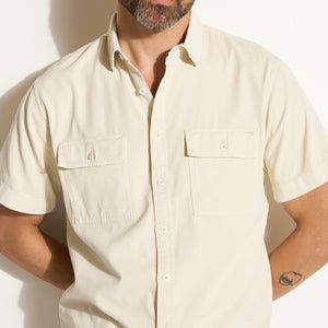 Mens Riley Heritage Twill Short Sleeve Shirt MWTP0004 Bone