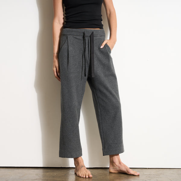 Womens Robbie Relaxed Drawstring Felted Pant WKLB0008 Faded Black Melange