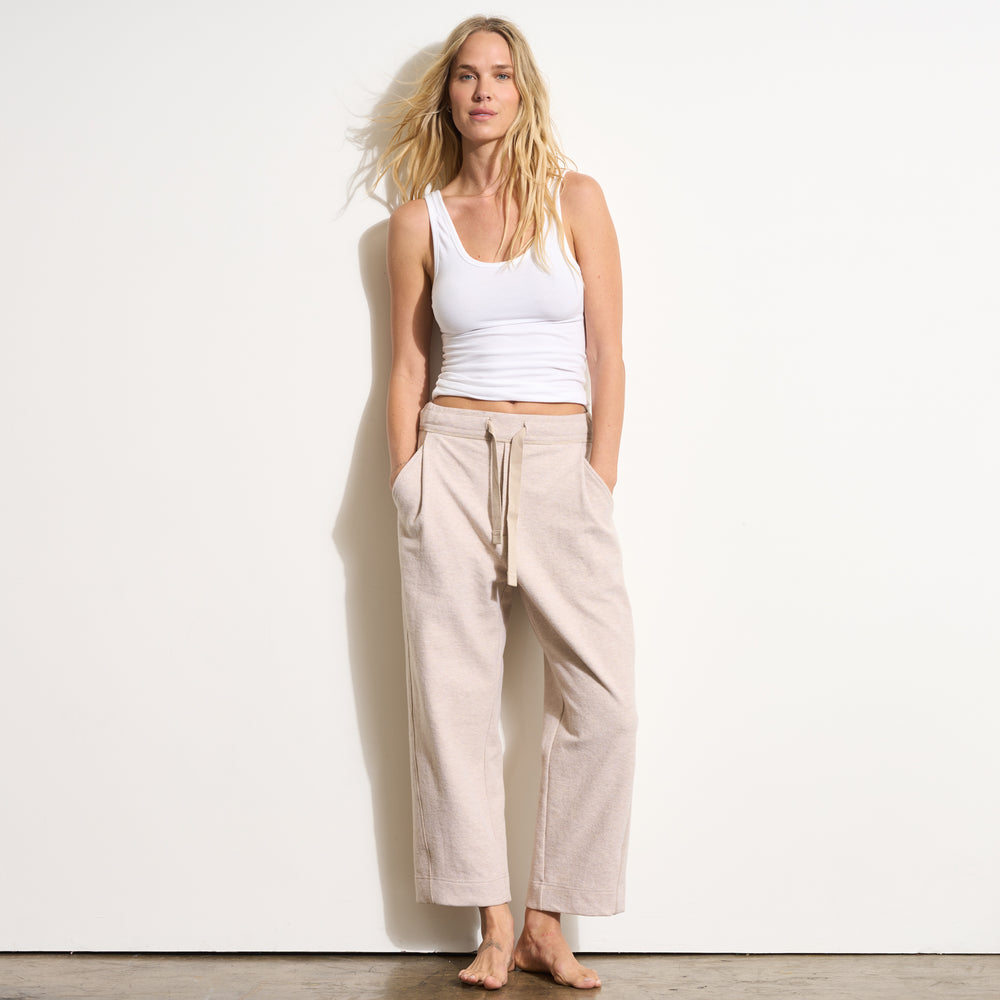 Womens Robbie Relaxed Drawstring Felted Pant WKLB0008 Oat Melange
