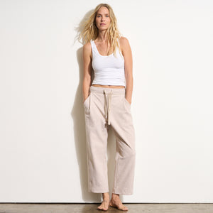Womens Robbie Relaxed Drawstring Felted Pant WKLB0008 Oat Melange