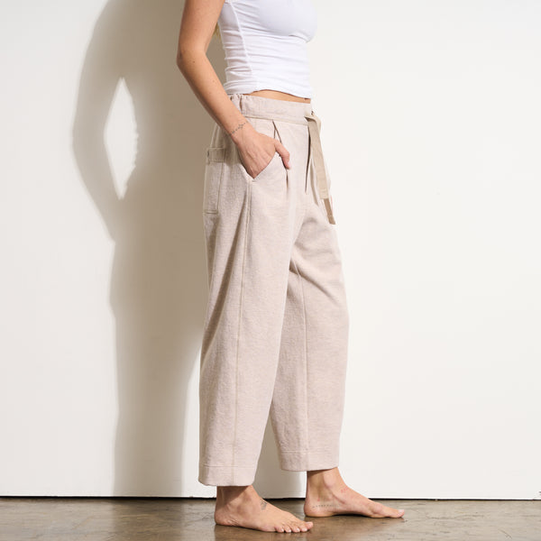 Womens Robbie Relaxed Drawstring Felted Pant WKLB0008 Oat Melange