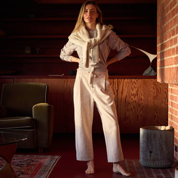 Womens Robbie Relaxed Drawstring Felted Pant WKLB0008 Oat Melange