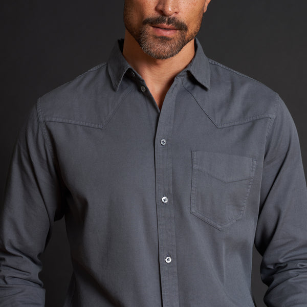 Mens Ross Heritage Twill Shirt MWTP0015 Blue Dusk