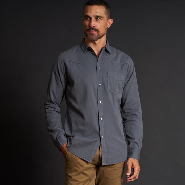 Mens Ross Heritage Twill Shirt MWTP0015 Blue Dusk