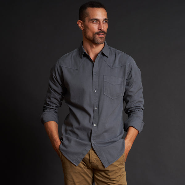 Mens Ross Heritage Twill Shirt MWTP0015 Blue Dusk