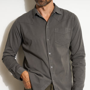 Mens Ross Heritage Twill Shirt MWTP0015 Faded Black