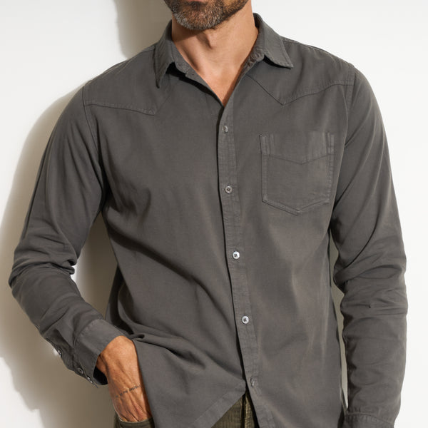 Mens Ross Heritage Twill Shirt MWTP0015 Faded Black