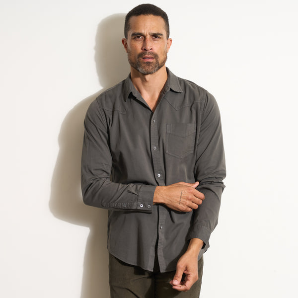 Mens Ross Heritage Twill Shirt MWTP0015 Faded Black