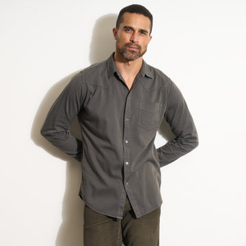 Mens Ross Heritage Twill Shirt MWTP0015 Faded Black