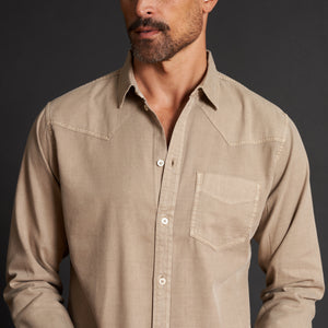 Mens Ross Heritage Twill Shirt MWTP0015 Stone