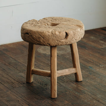 Rustic Round Stool with Opening