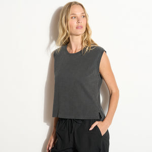 Womens Savannah Muscle Tank WKTP0009 Faded Black