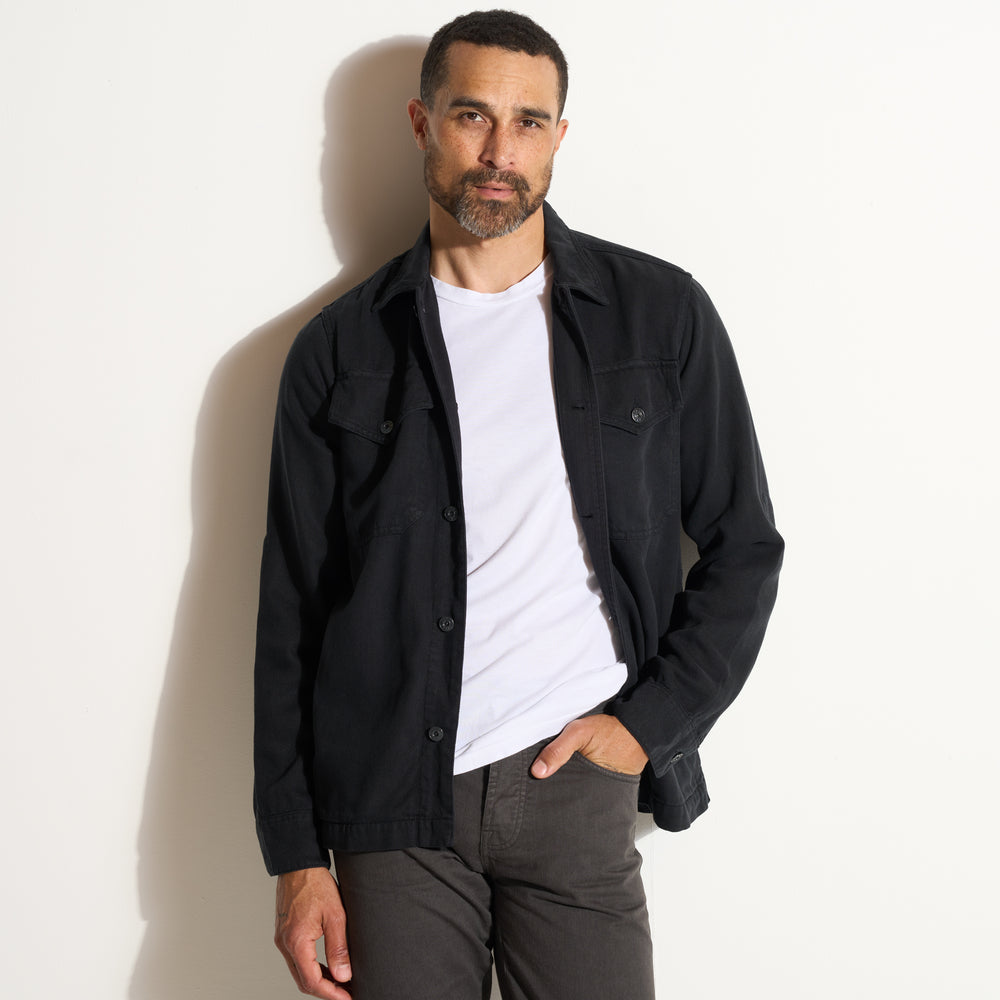 Mens San Angelo Draped Denim Twill Jacket MWOW0013 Washed Black