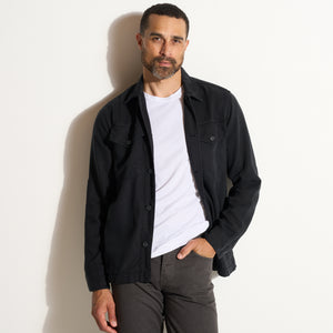 Mens San Angelo Draped Denim Twill Jacket MWOW0013 Washed Black