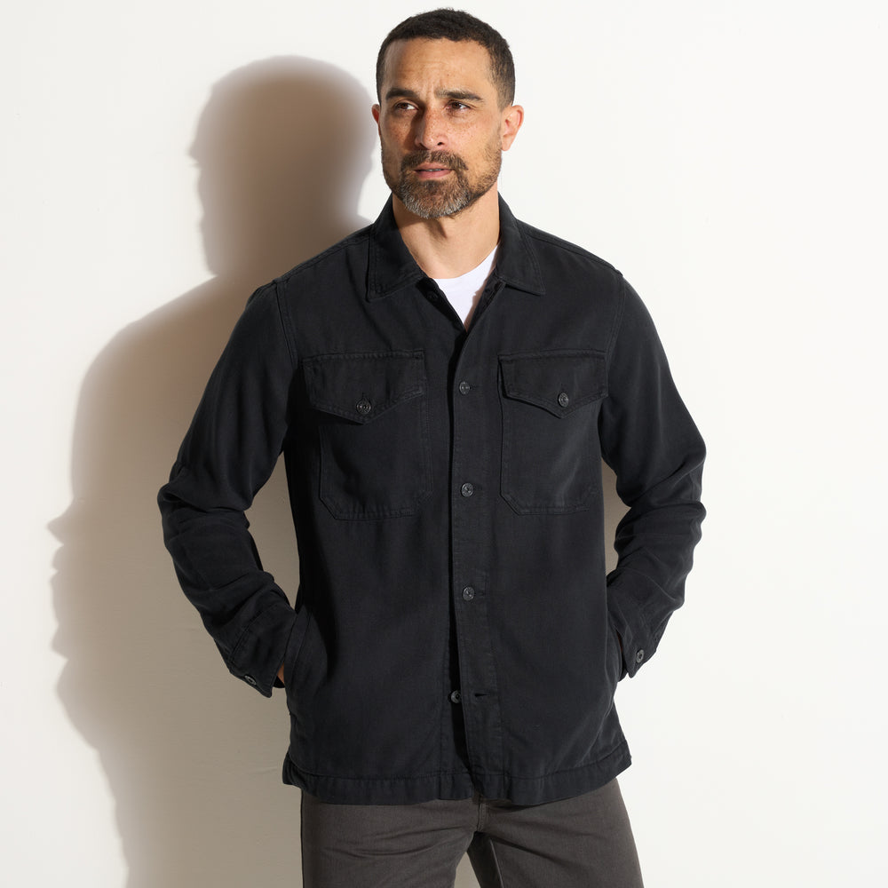 Mens San Angelo Draped Denim Twill Jacket MWOW0013 Washed Black