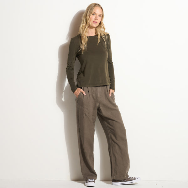 Womens Tyler Long Sleeve Crew Neck Tee WKTP0014 Olive