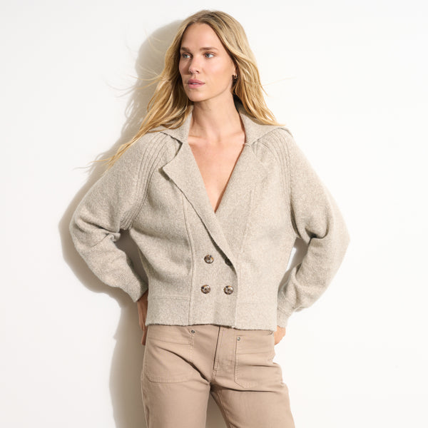 Womens Tullia Double Breasted Sweater Jacket WSJK0001 Oat Melange
