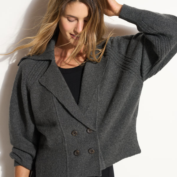 Womens Tullia Double Breasted Sweater Jacket WSJK0001 Faded Black