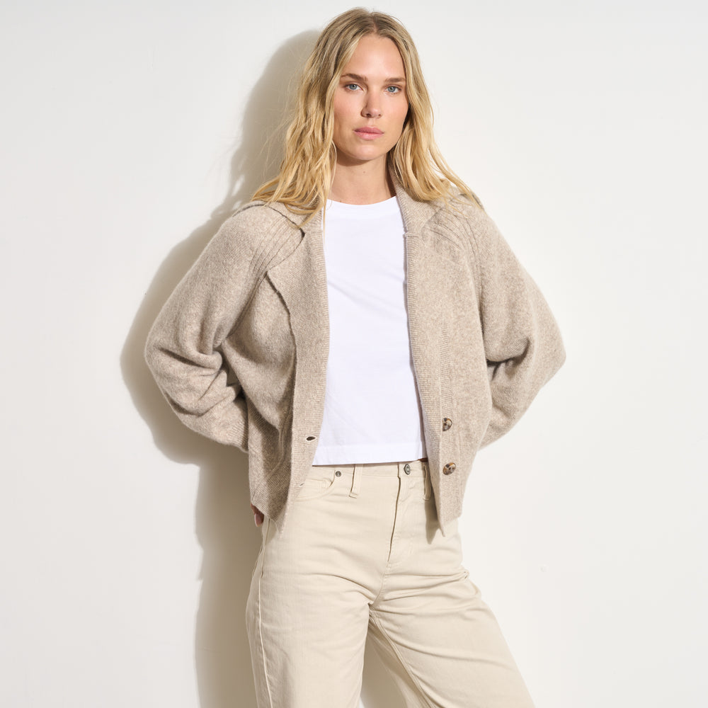 Womens Tullia Double Breasted Sweater Jacket WSJK0001 Oat Melange