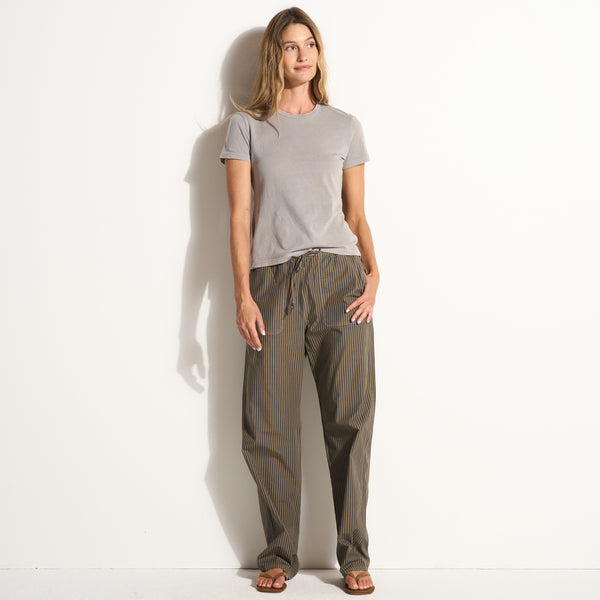 Womens Eleanor Mid Rise Striped Poplin Pant WWTP0012SP Sparrow Stripe