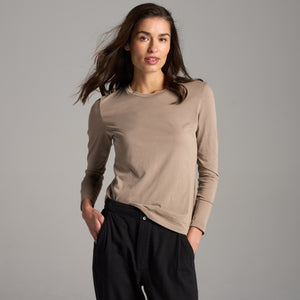 Womens Tyler Long Sleeve Crew Neck Tee WKTP0014 Stone