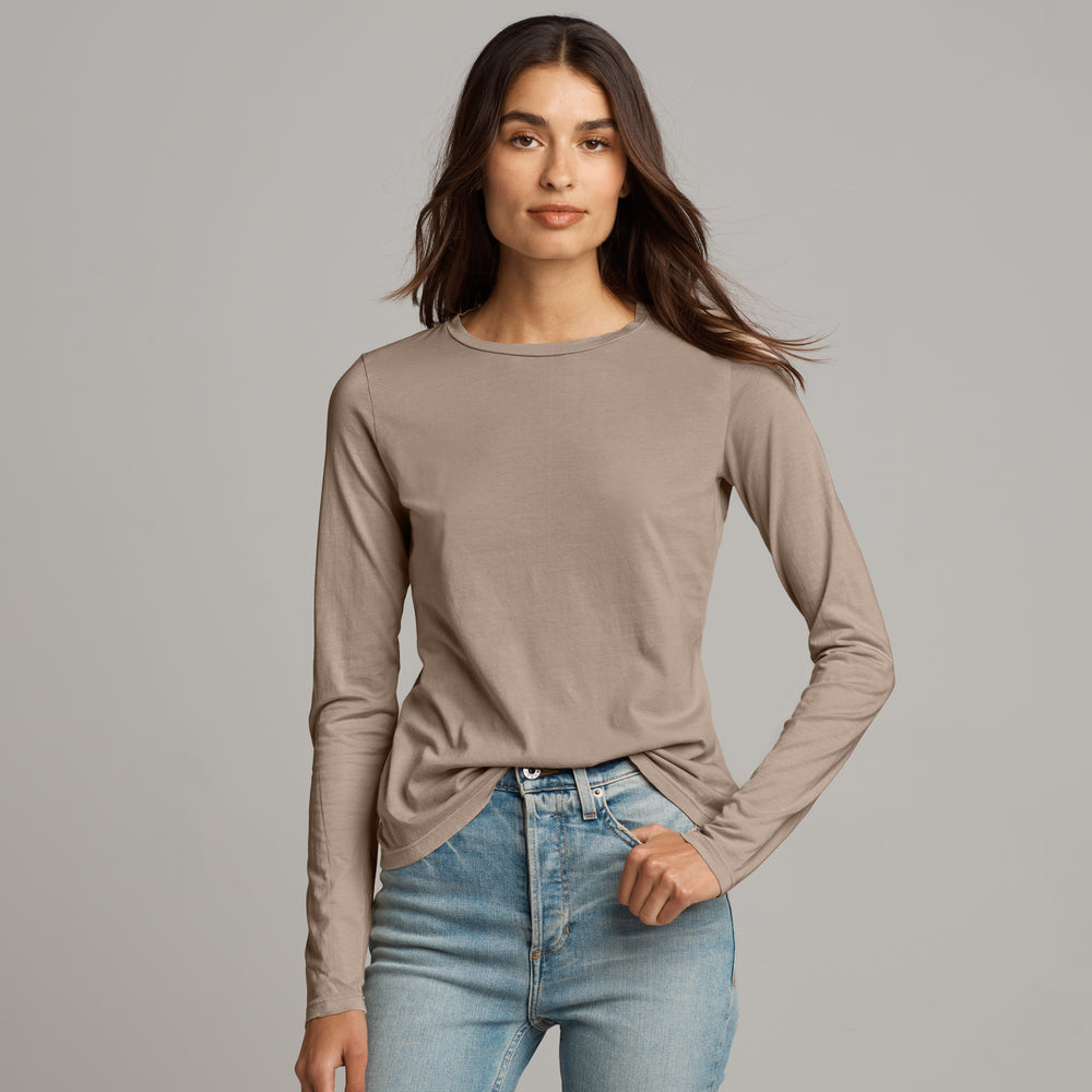 Womens Tyler Long Sleeve Crew Neck Tee WKTP0014 Red Rock