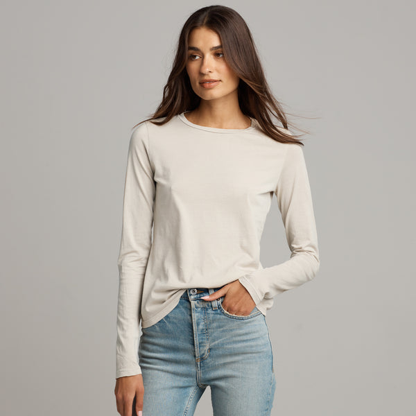 Womens Tyler Long Sleeve Crew Neck Tee WKTP0014 Bone