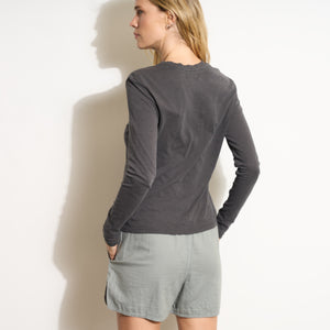 Womens Tyler Long Sleeve Slub Crew Neck Tee WKTP0023 Blue Dusk