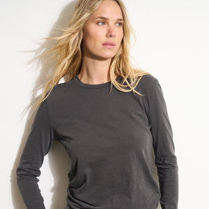 Womens Tyler Long Sleeve Slub Crew Neck Tee WKTP0023 Blue Dusk
