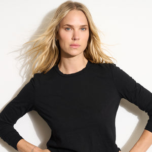 Womens Tyler Long Sleeve Slub Crew Neck Tee WKTP0023 Black